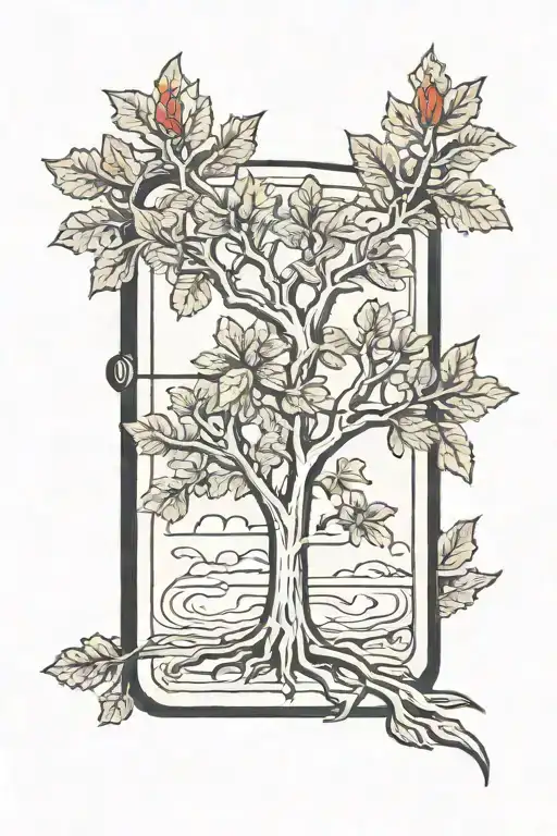 Zippo lighter with tree growing tattoo design idea