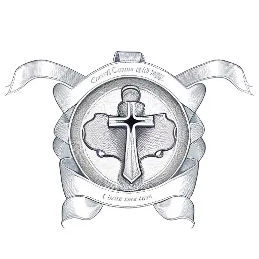 Christian Cross with the text "proverbs 3:5-6" on a ribbon tattoo design idea