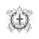 Christian Cross with the text "proverbs 3:5-6" on a ribbon tattoo design idea