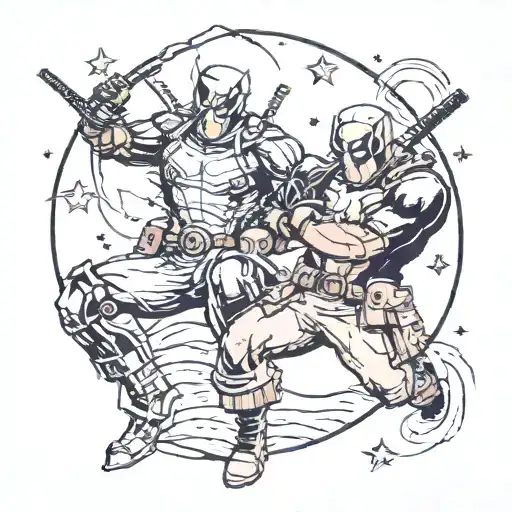 Deadpool and van gogh starry night tattoo design idea