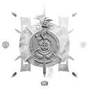 Roman tower Shield with black Chinese dragon in the centre tattoo design idea