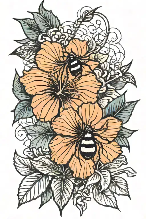 hibiscus, spider web, black widow spider tattoo design idea