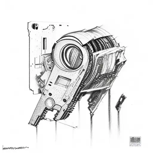 staircase, graffiti wall with number 1990, cassette tape  tattoo design idea