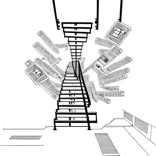staircase with graffiti of number 1990, cassette tape on stairs tattoo design idea