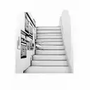 A graffiti-style staircase leading to a cassette tape with the number 1990 written on it tattoo design idea