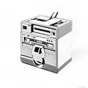 A graffiti-style staircase leading to a cassette tape with the number 1990 written on it tattoo design idea