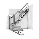 A graffiti-style staircase leading to a cassette tape with the number 1990 written on it tattoo design idea