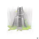 A graffiti-style staircase leading to a cassette tape with the number 1990 written on it tattoo design idea