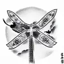 three crosses, moon, a flock of crows tattoo design idea