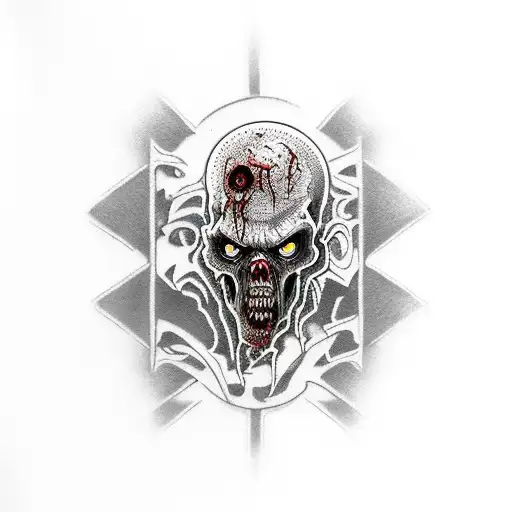 Zombie metalhead tattoo design idea