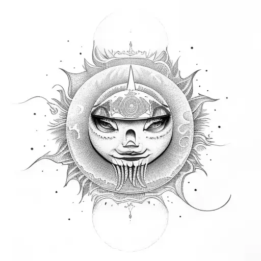 sol y luna  tattoo design idea