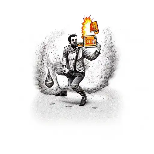 guy throwing molotov tattoo design idea