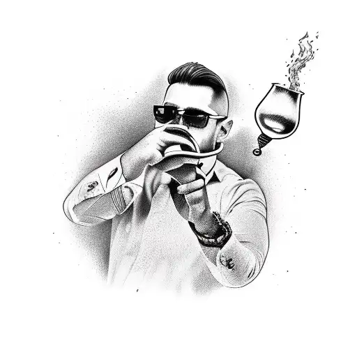 guy throwing cocktail molotov tattoo design idea