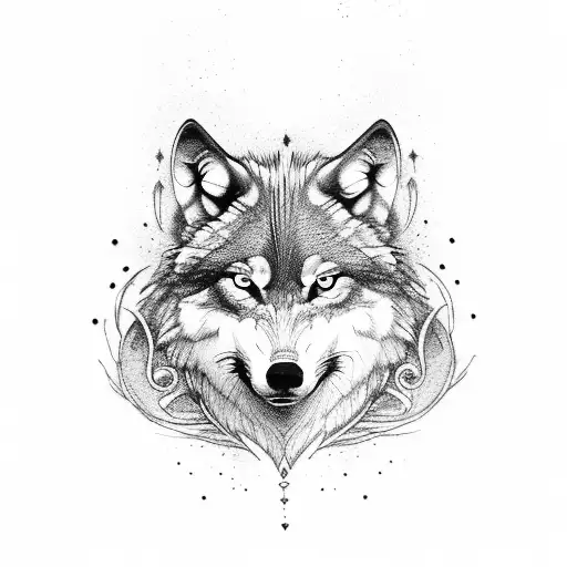 wolf and crow tattoo design idea