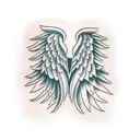 angel wings with cursive R in middle  tattoo design idea