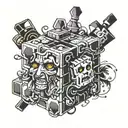 rubix cube with face morphing tattoo design idea