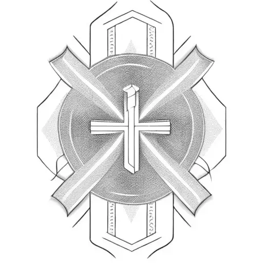 cross with cancer ribbon  tattoo design idea