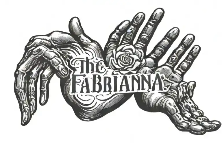 the name FABIANA with a baby handprint tattoo design idea