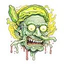 pickle Rick melting acid tattoo design idea