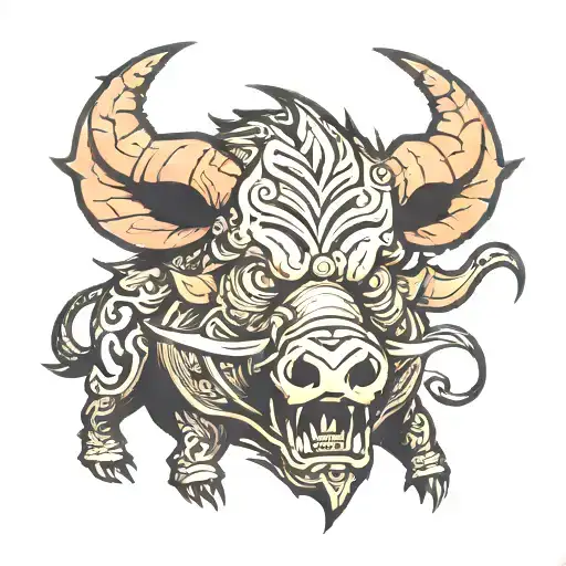 demonic boar tattoo design idea
