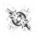 stars inside smoke cloud tattoo design idea