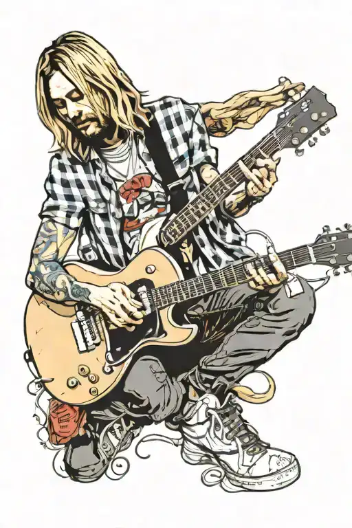 Kurt cobain playing the guitar tattoo design idea
