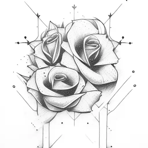Flower with sword tattoo design idea