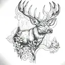 whitetail deer with pittsburgh in backgroun tattoo design idea