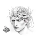 Perseus holding medusas head tattoo design idea