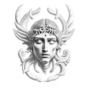 Perseus holding medusas head tattoo design idea