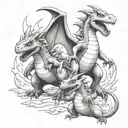 pokemon charizard and charmander tattoo design idea