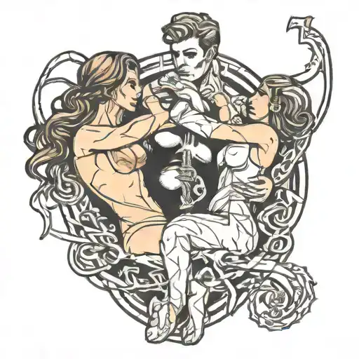 bdsm scene intertwined tattoo design idea
