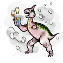 dino with beers  tattoo design idea