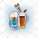 dino with beers  tattoo design idea