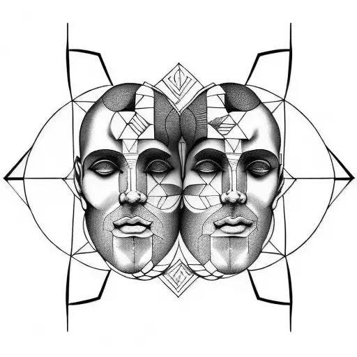 janus two heads in one tattoo design idea