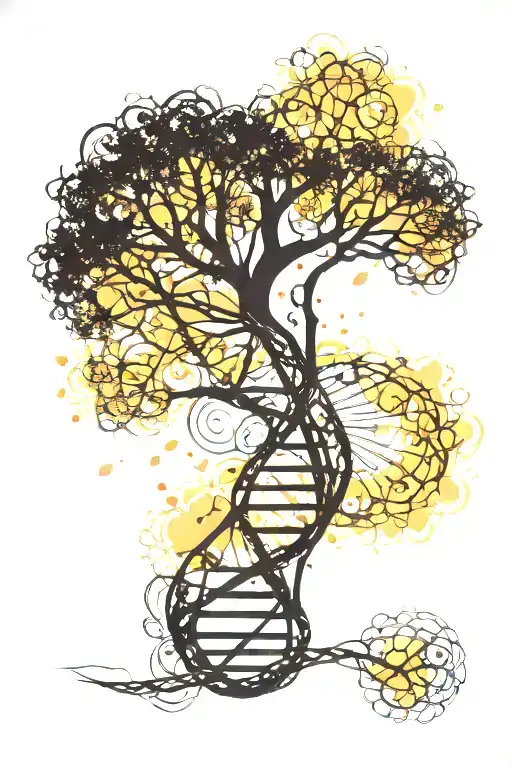 Dna chain and tree silhouette incorporated somehow tattoo design idea