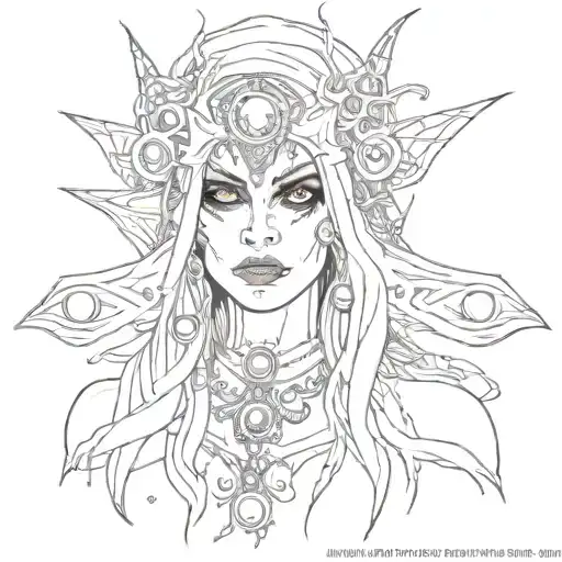 hot witch evil eyes tattoo design idea