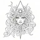 hot witch evil eyes tattoo design idea