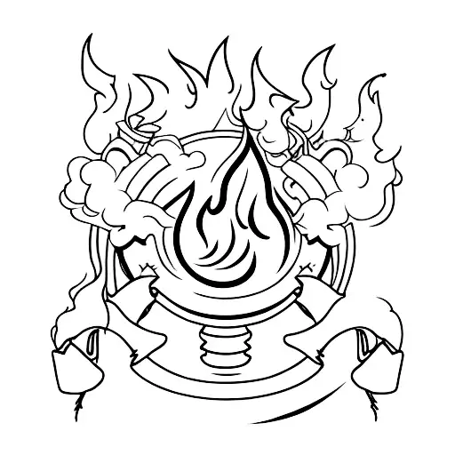 A minimalist tattoo of a flame with salsa ingredients floating above it tattoo design idea