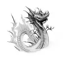 undead dragon with a dying tree tattoo design idea