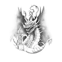 undead dragon with a dying tree tattoo design idea