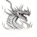 undead dragon with a dying tree tattoo design idea