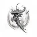 undead dragon with a dying tree tattoo design idea