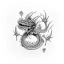 undead dragon with a dying tree tattoo design idea