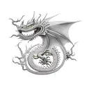 undead dragon with a dying tree tattoo design idea