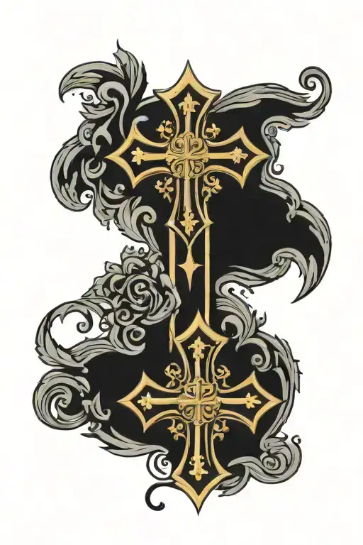multiple Maltese crosses vertical tattoo design idea