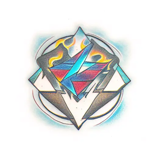 refinery hexagon lightning fire tattoo design idea