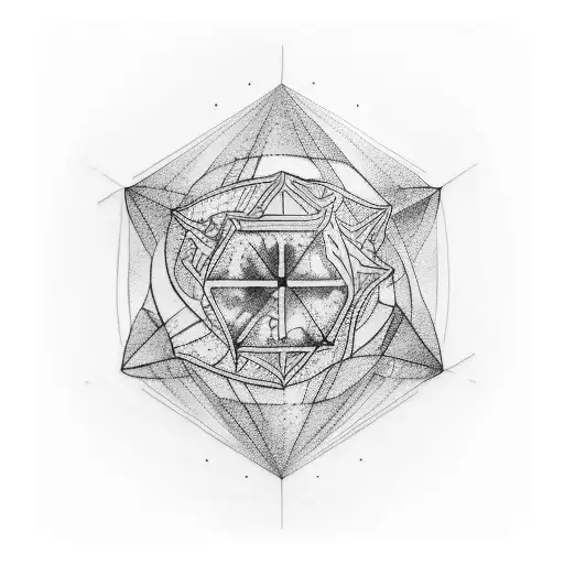 refinery hexagon lightning fire tattoo design idea