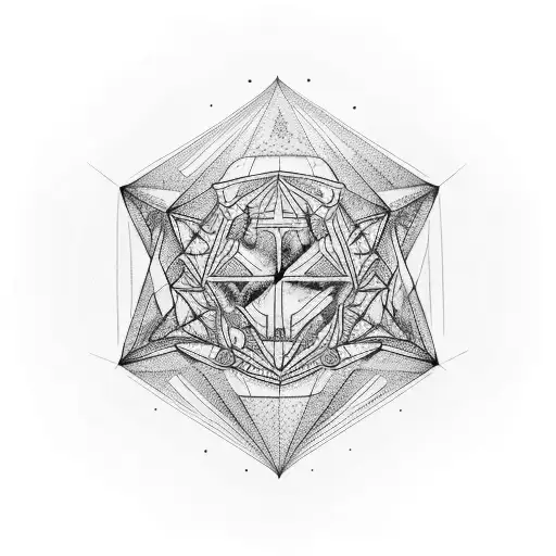 refinery hexagon lightning fire tattoo design idea