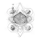 refinery hexagon lightning fire tattoo design idea